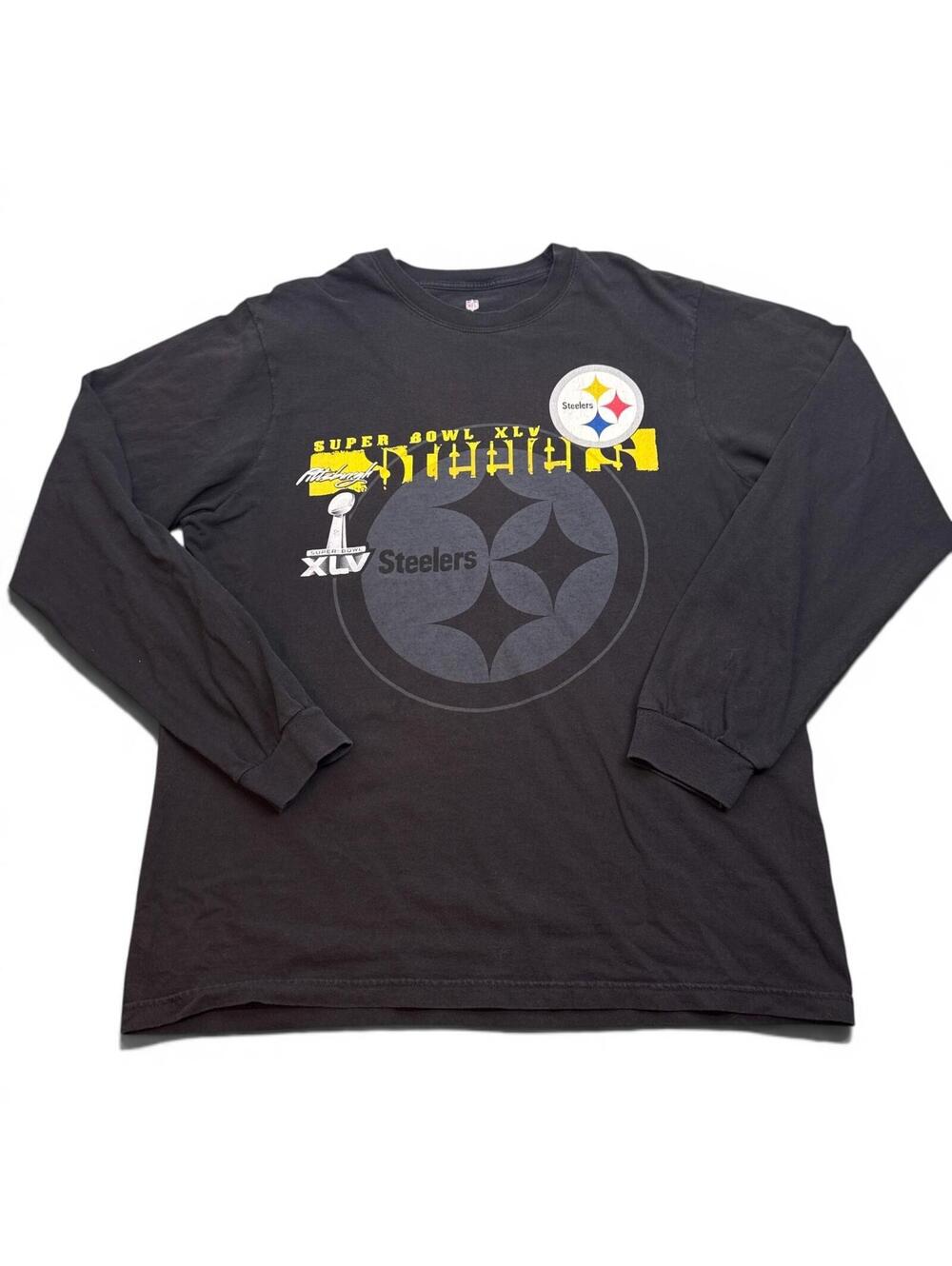 Pittsburgh Steelers Double Sided Long Sleeve T Shirt Mens Size XL Super Bowl